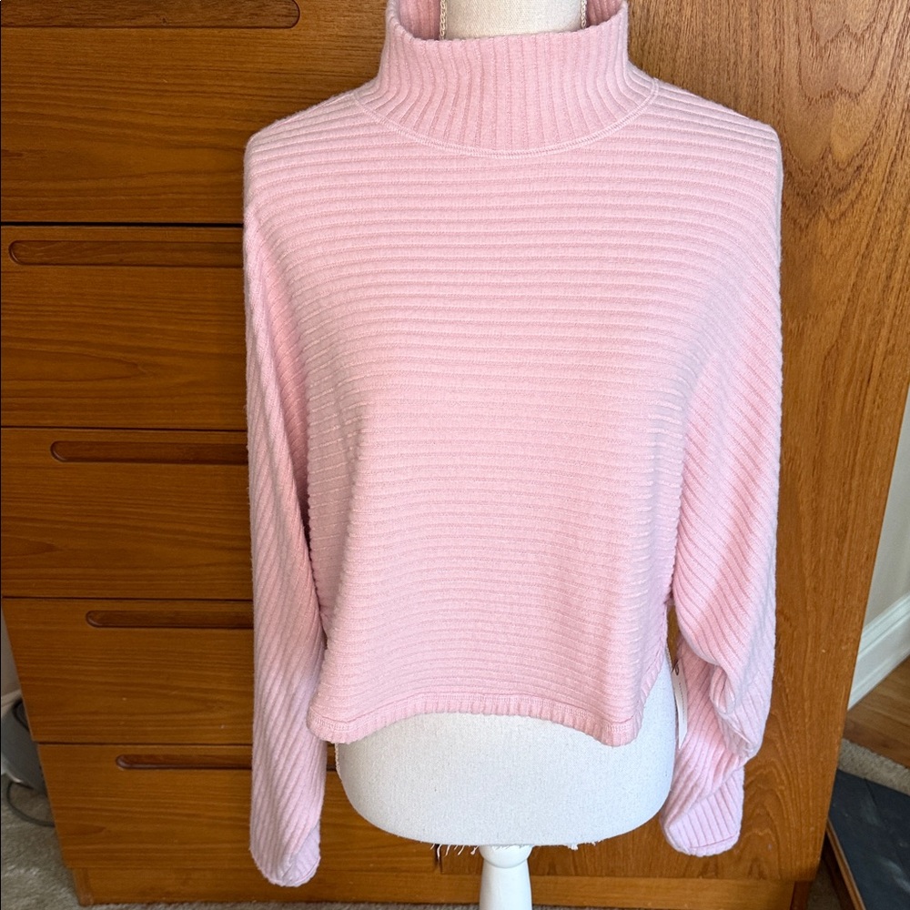 NWT Pilcro brand Lilac Ribbed  cropped mock turtleneck. Size M loose fitting